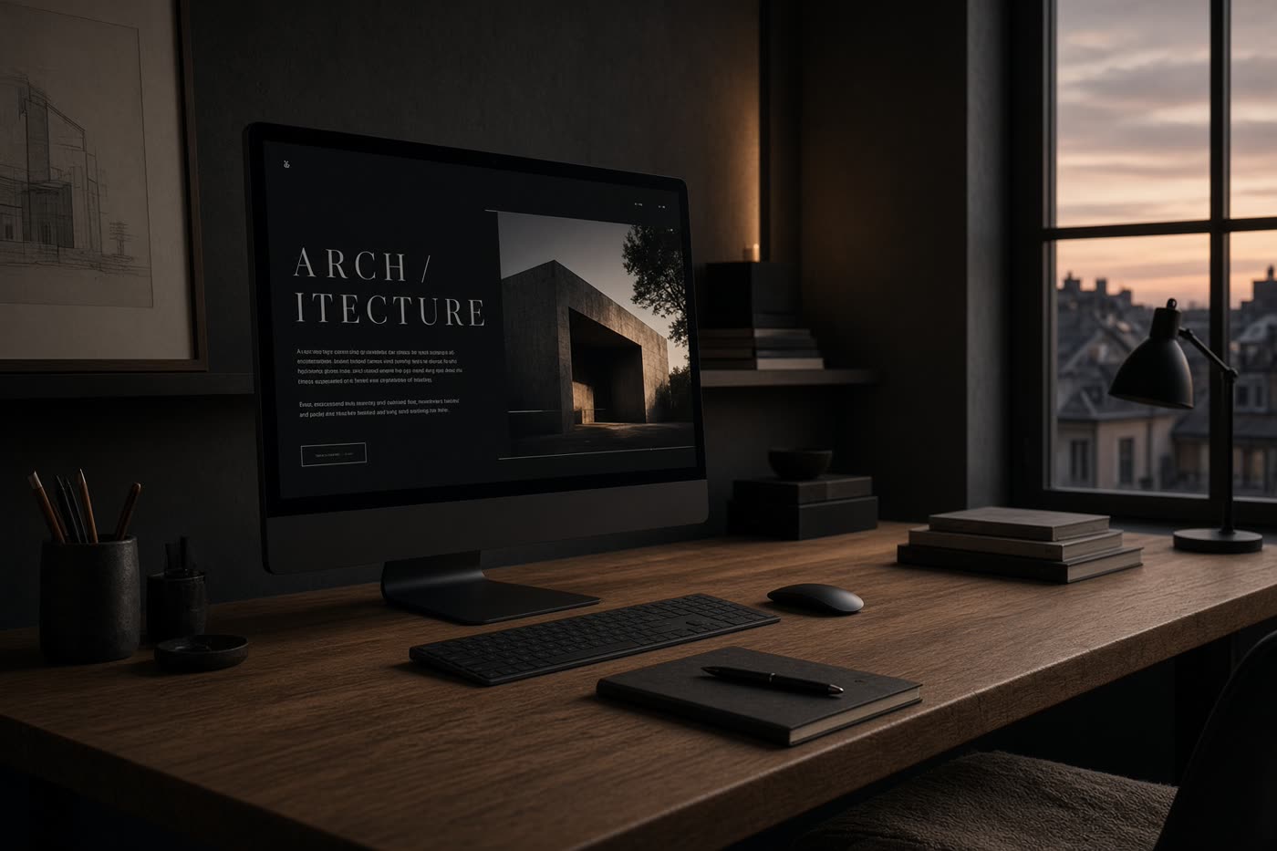 Atelier au crépuscule, un écran montrant une mise en page de site.