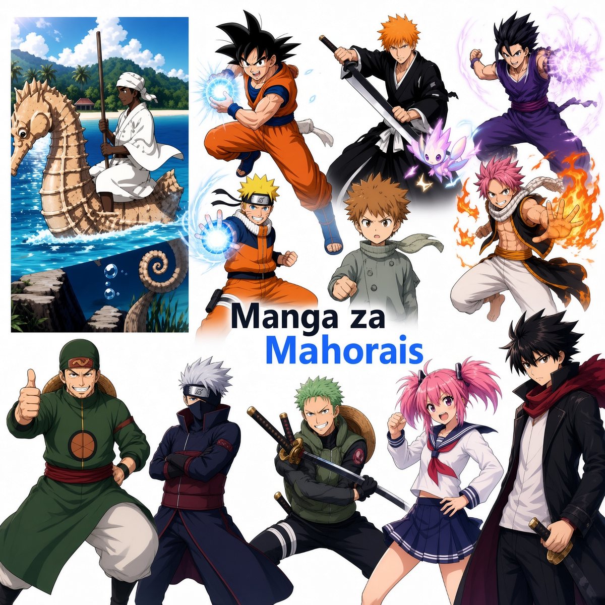 Illustration Manga za Mahorais : personnages de webtoon et légendes mahoraises.